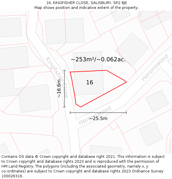 16, KINGFISHER CLOSE, SALISBURY, SP2 8JE: Plot and title map