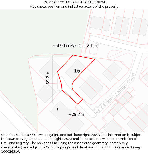 16, KINGS COURT, PRESTEIGNE, LD8 2AJ: Plot and title map