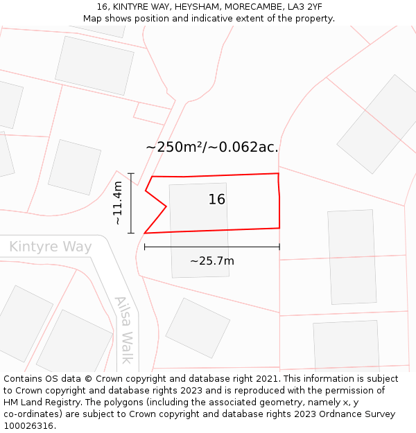 16, KINTYRE WAY, HEYSHAM, MORECAMBE, LA3 2YF: Plot and title map