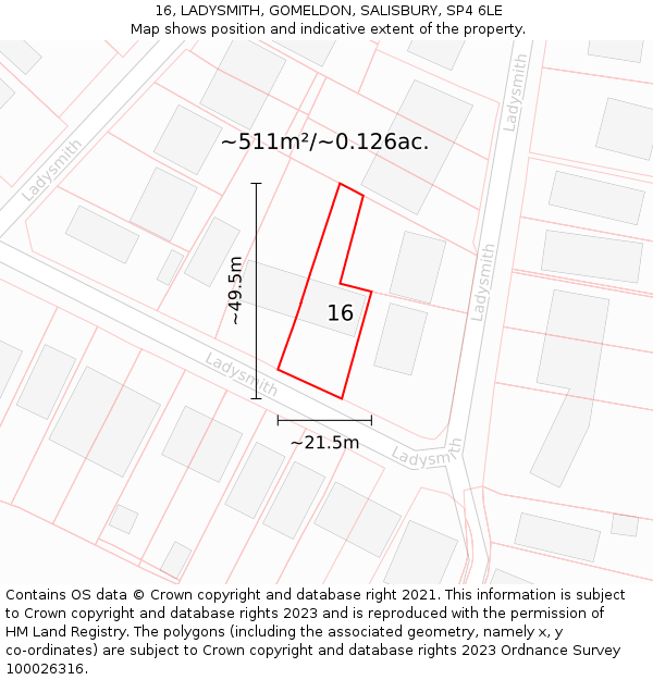 16, LADYSMITH, GOMELDON, SALISBURY, SP4 6LE: Plot and title map