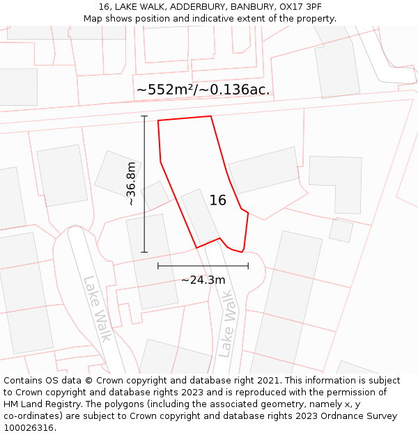 16, LAKE WALK, ADDERBURY, BANBURY, OX17 3PF: Plot and title map