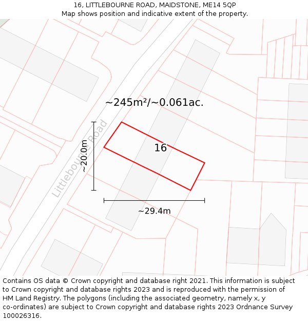 16, LITTLEBOURNE ROAD, MAIDSTONE, ME14 5QP: Plot and title map