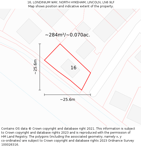 16, LONDINIUM WAY, NORTH HYKEHAM, LINCOLN, LN6 9LF: Plot and title map