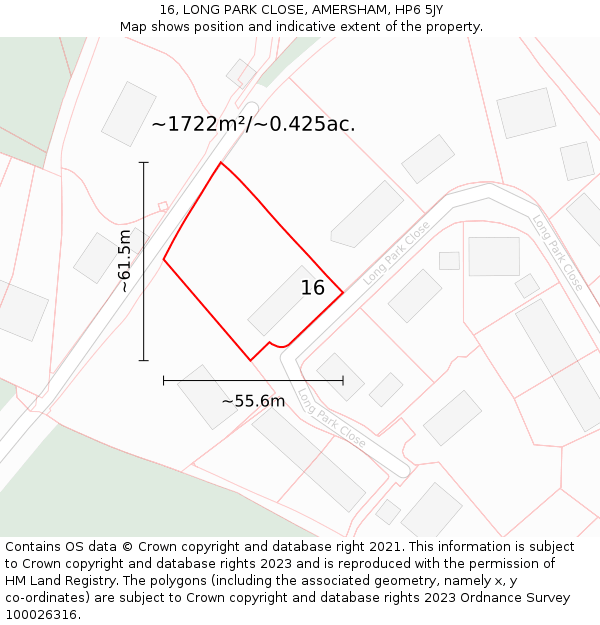 16, LONG PARK CLOSE, AMERSHAM, HP6 5JY: Plot and title map