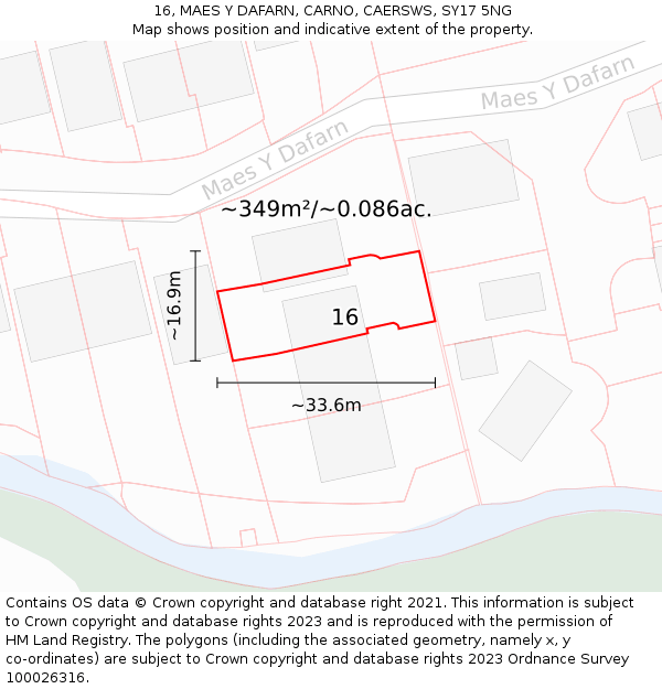 16, MAES Y DAFARN, CARNO, CAERSWS, SY17 5NG: Plot and title map