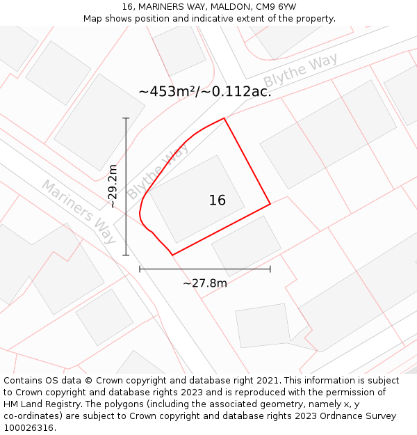 16, MARINERS WAY, MALDON, CM9 6YW: Plot and title map