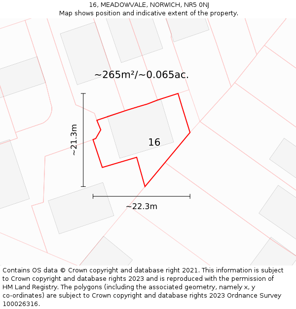 16, MEADOWVALE, NORWICH, NR5 0NJ: Plot and title map