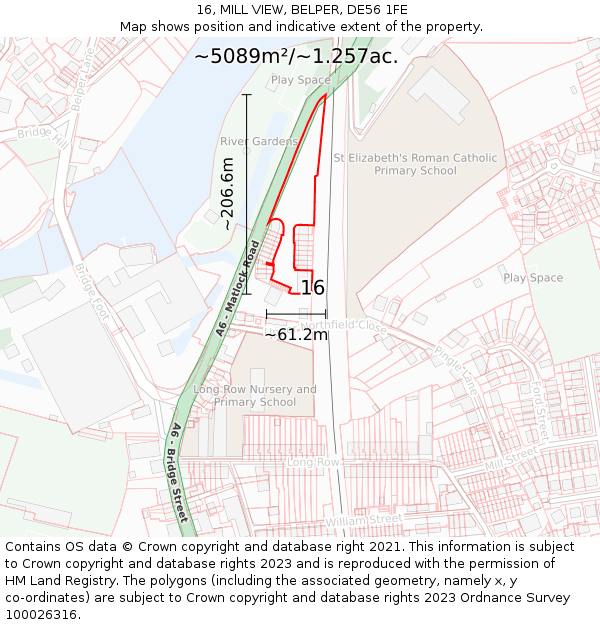 16, MILL VIEW, BELPER, DE56 1FE: Plot and title map