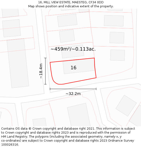 16, MILL VIEW ESTATE, MAESTEG, CF34 0DD: Plot and title map