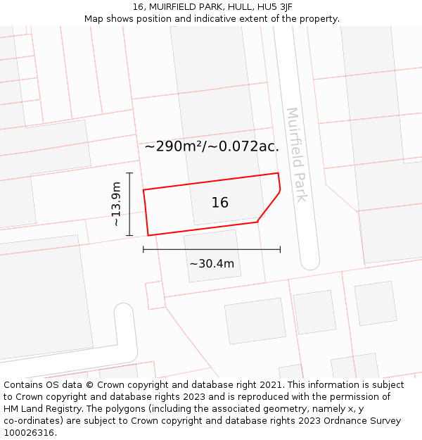 16, MUIRFIELD PARK, HULL, HU5 3JF: Plot and title map