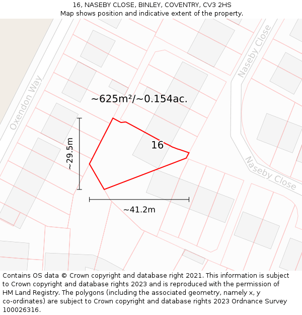 16, NASEBY CLOSE, BINLEY, COVENTRY, CV3 2HS: Plot and title map