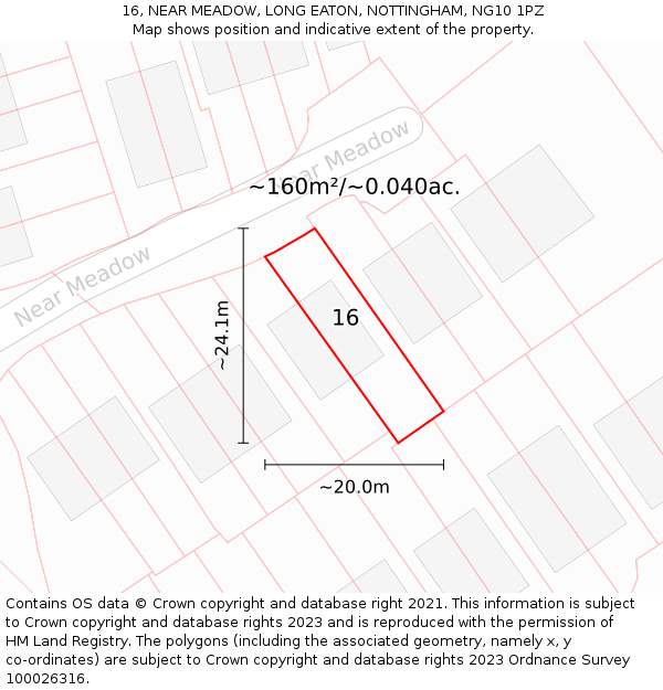 16, NEAR MEADOW, LONG EATON, NOTTINGHAM, NG10 1PZ: Plot and title map