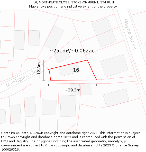 16, NORTHGATE CLOSE, STOKE-ON-TRENT, ST4 8UN: Plot and title map