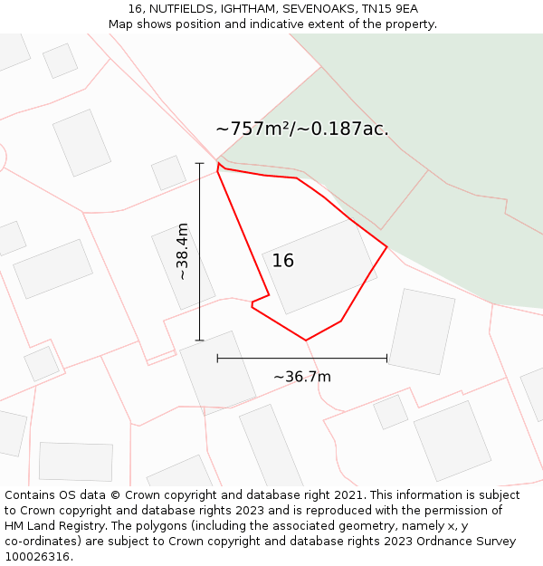 16, NUTFIELDS, IGHTHAM, SEVENOAKS, TN15 9EA: Plot and title map