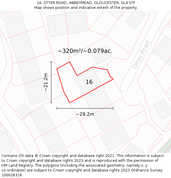 16, OTTER ROAD, ABBEYMEAD, GLOUCESTER, GL4 5TF: Plot and title map