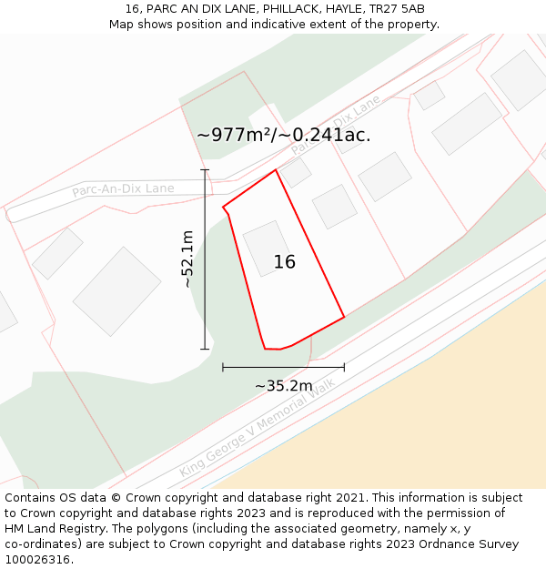 16, PARC AN DIX LANE, PHILLACK, HAYLE, TR27 5AB: Plot and title map