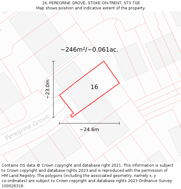 16, PEREGRINE GROVE, STOKE-ON-TRENT, ST3 7GE: Plot and title map