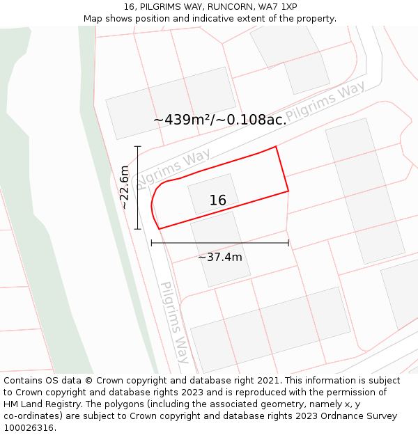 16, PILGRIMS WAY, RUNCORN, WA7 1XP: Plot and title map