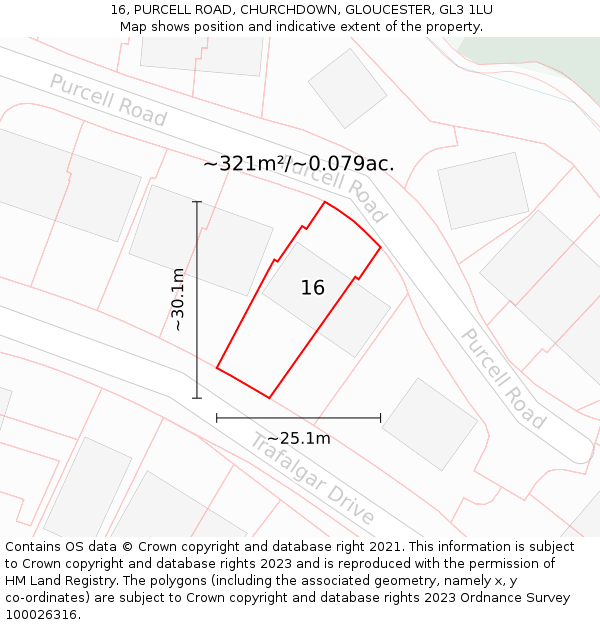 16, PURCELL ROAD, CHURCHDOWN, GLOUCESTER, GL3 1LU: Plot and title map