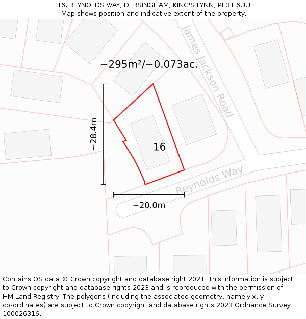16, REYNOLDS WAY, DERSINGHAM, KING'S LYNN, PE31 6UU: Plot and title map