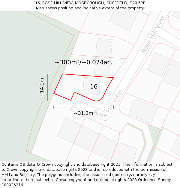 16, ROSE HILL VIEW, MOSBOROUGH, SHEFFIELD, S20 5PR: Plot and title map