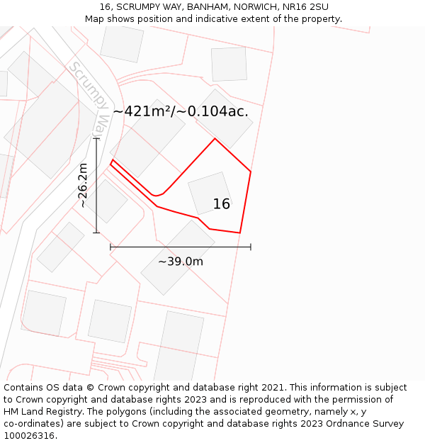 16, SCRUMPY WAY, BANHAM, NORWICH, NR16 2SU: Plot and title map