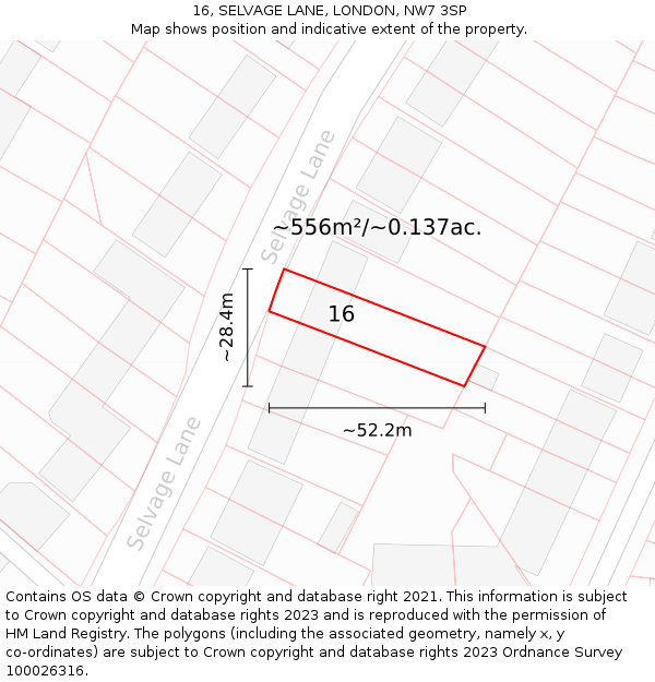 16, SELVAGE LANE, LONDON, NW7 3SP: Plot and title map