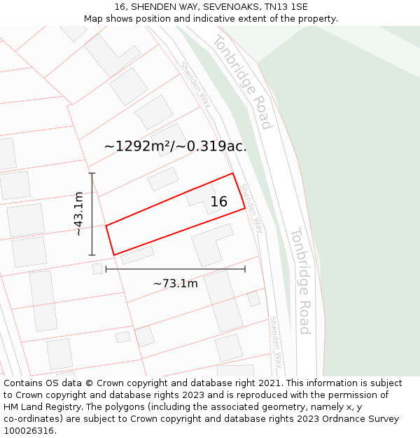 16, SHENDEN WAY, SEVENOAKS, TN13 1SE: Plot and title map