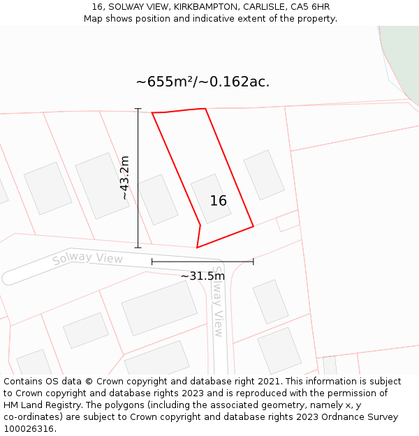 16, SOLWAY VIEW, KIRKBAMPTON, CARLISLE, CA5 6HR: Plot and title map