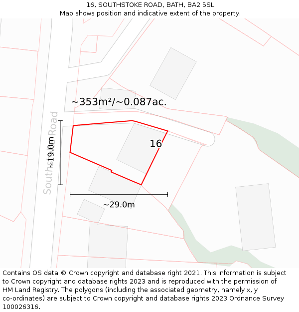 16, SOUTHSTOKE ROAD, BATH, BA2 5SL: Plot and title map