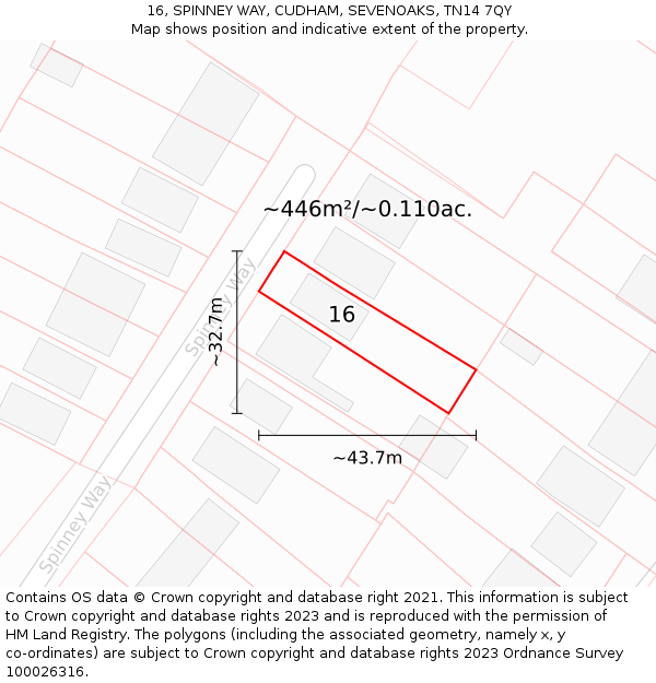 16, SPINNEY WAY, CUDHAM, SEVENOAKS, TN14 7QY: Plot and title map