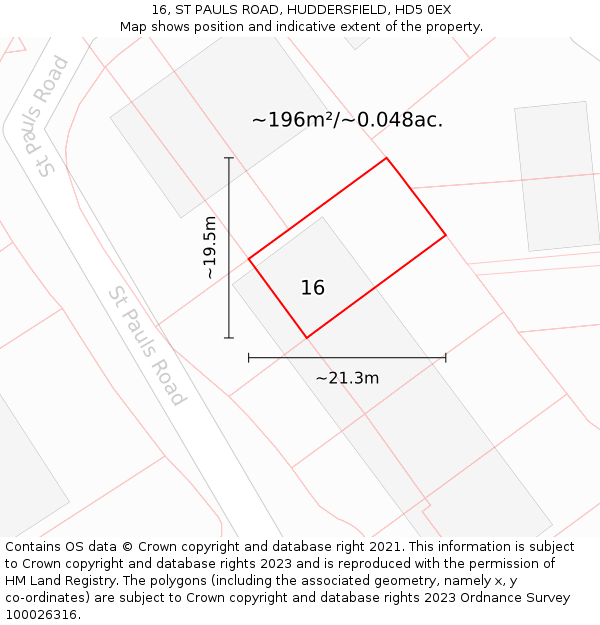 16, ST PAULS ROAD, HUDDERSFIELD, HD5 0EX: Plot and title map
