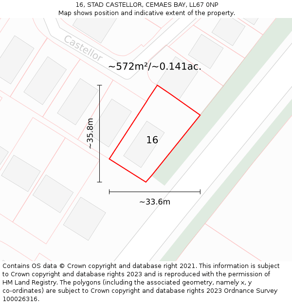 16, STAD CASTELLOR, CEMAES BAY, LL67 0NP: Plot and title map
