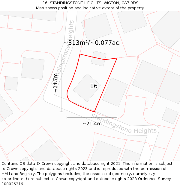 16, STANDINGSTONE HEIGHTS, WIGTON, CA7 9DS: Plot and title map