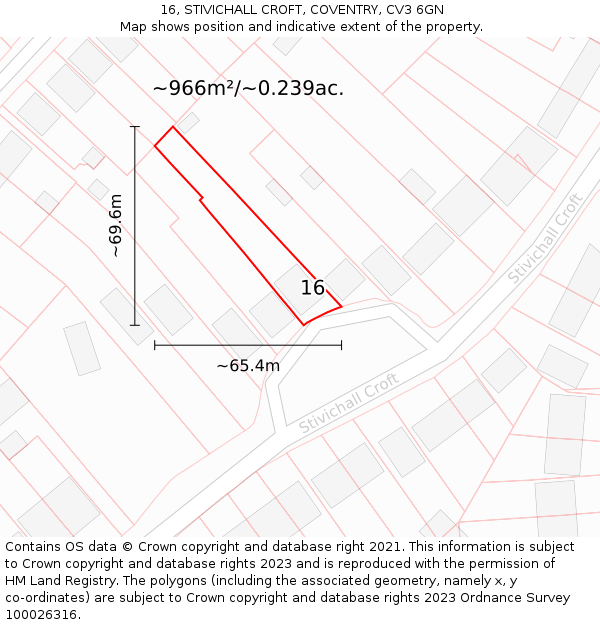 16, STIVICHALL CROFT, COVENTRY, CV3 6GN: Plot and title map