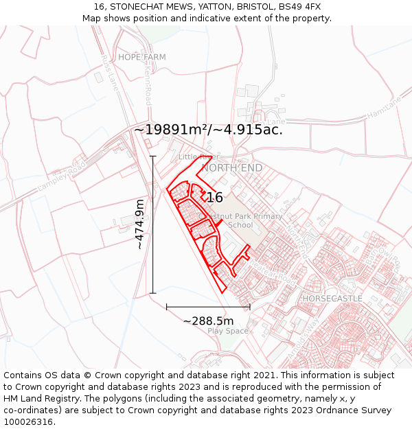 16, STONECHAT MEWS, YATTON, BRISTOL, BS49 4FX: Plot and title map