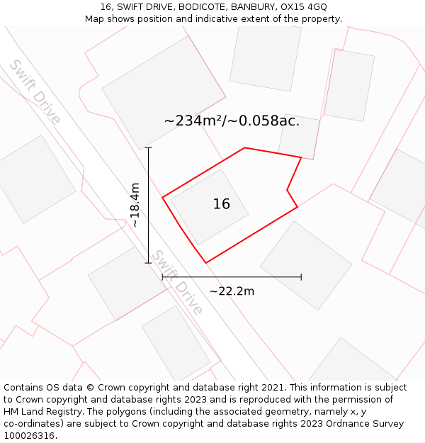 16, SWIFT DRIVE, BODICOTE, BANBURY, OX15 4GQ: Plot and title map