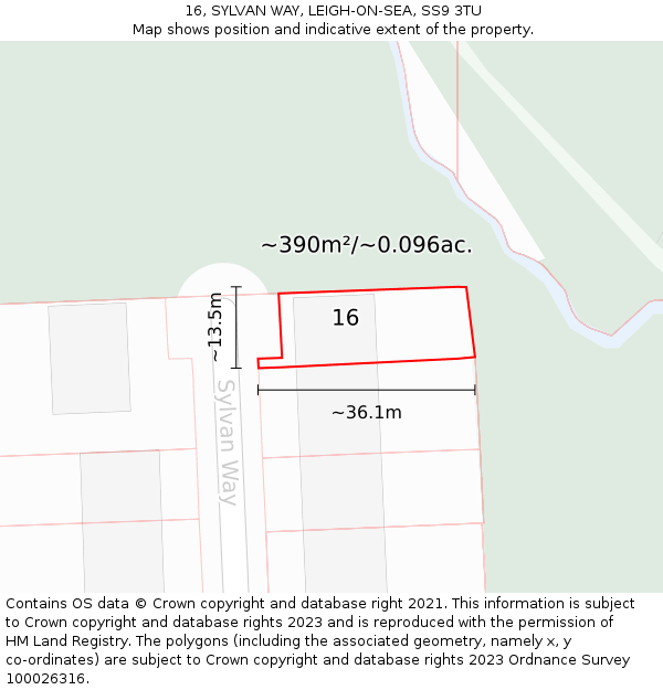 16, SYLVAN WAY, LEIGH-ON-SEA, SS9 3TU: Plot and title map