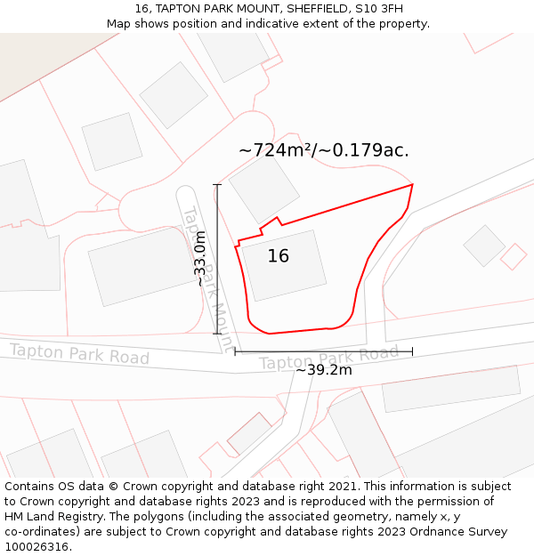 16, TAPTON PARK MOUNT, SHEFFIELD, S10 3FH: Plot and title map