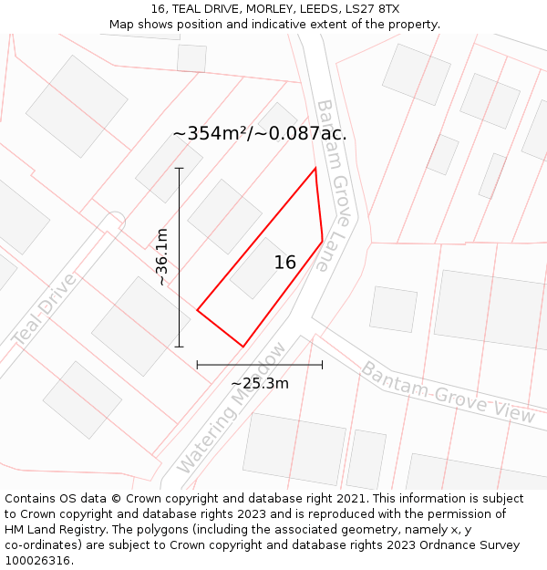 16, TEAL DRIVE, MORLEY, LEEDS, LS27 8TX: Plot and title map