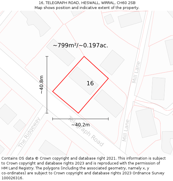 16, TELEGRAPH ROAD, HESWALL, WIRRAL, CH60 2SB: Plot and title map