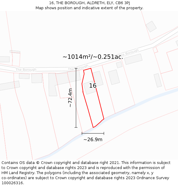 16, THE BOROUGH, ALDRETH, ELY, CB6 3PJ: Plot and title map