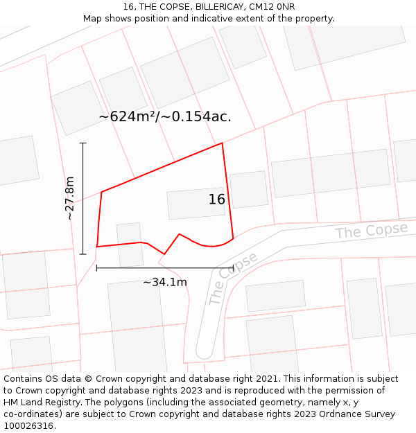 16, THE COPSE, BILLERICAY, CM12 0NR: Plot and title map