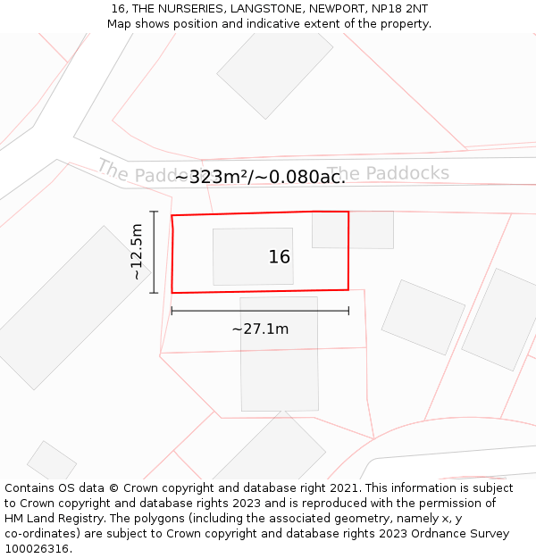 16, THE NURSERIES, LANGSTONE, NEWPORT, NP18 2NT: Plot and title map