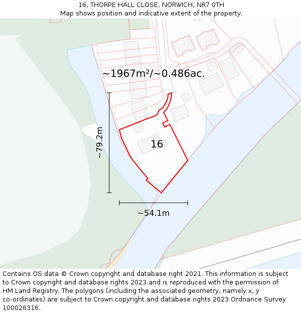 16, THORPE HALL CLOSE, NORWICH, NR7 0TH: Plot and title map