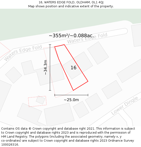 16, WATERS EDGE FOLD, OLDHAM, OL1 4QJ: Plot and title map