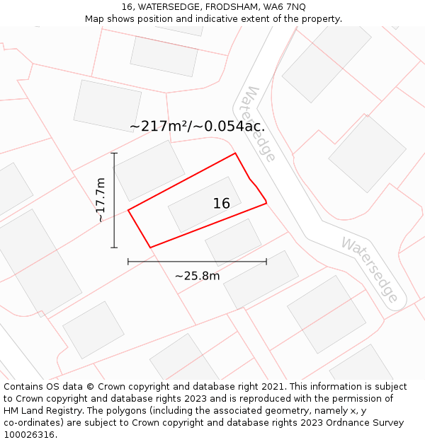 16, WATERSEDGE, FRODSHAM, WA6 7NQ: Plot and title map