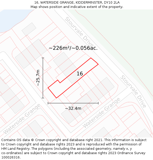 16, WATERSIDE GRANGE, KIDDERMINSTER, DY10 2LA: Plot and title map