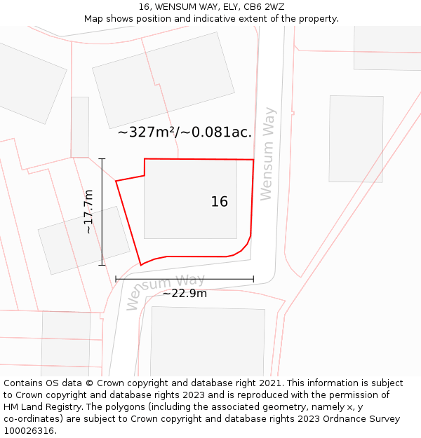 16, WENSUM WAY, ELY, CB6 2WZ: Plot and title map