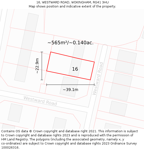 16, WESTWARD ROAD, WOKINGHAM, RG41 3HU: Plot and title map